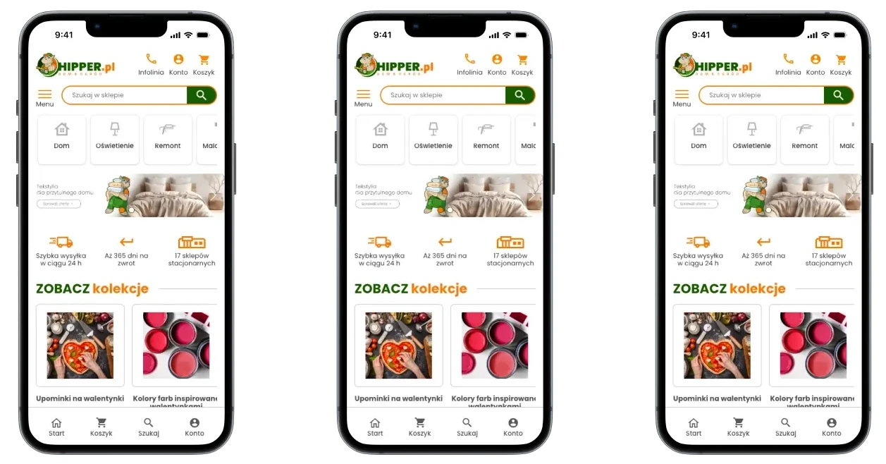 E-commerce hipper.pl stworzony przez certusoft - widok na telefon